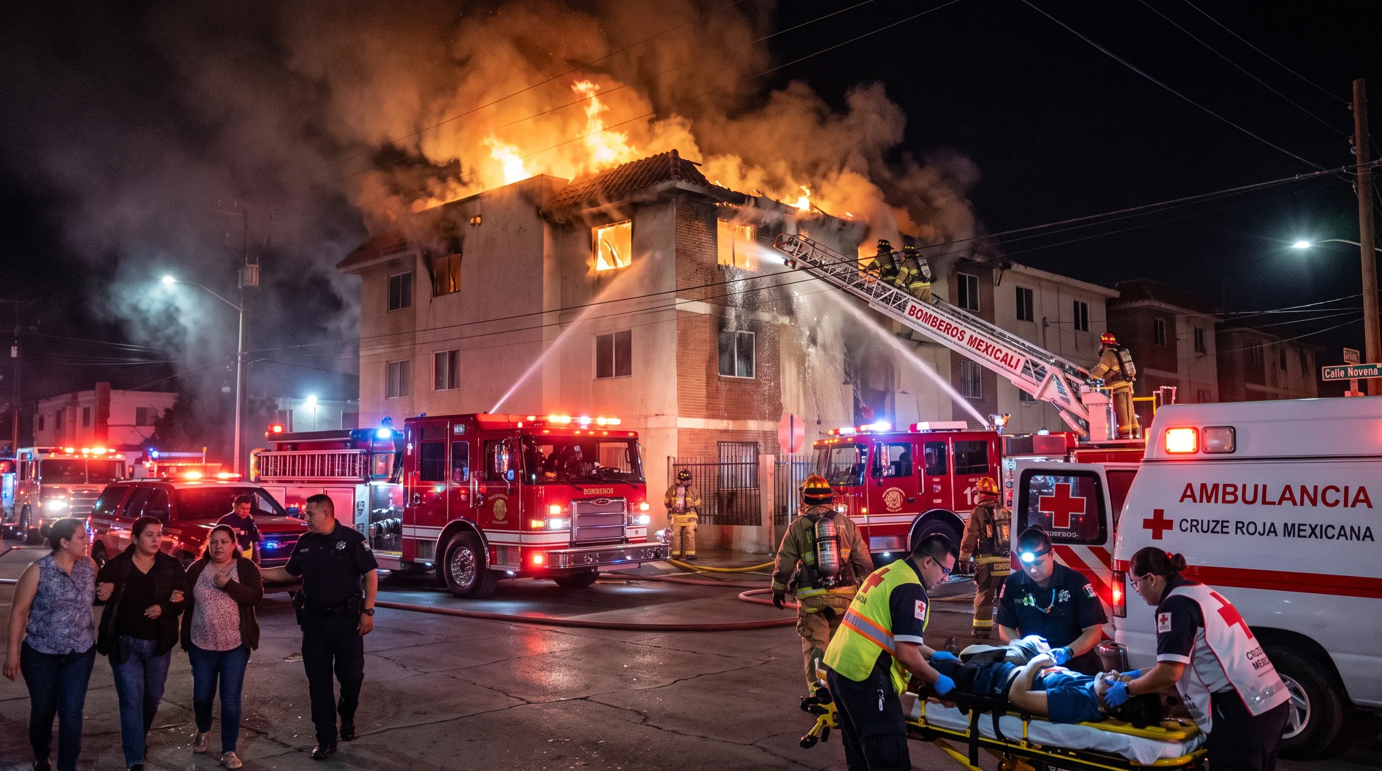 Deja incendio intencional cinco personas lesionadas en la colonia Infonavit Cucapá
